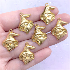 Witch Head Charm | Halloween Party Wine Glass Charm Making | Fairytale Jewelry Supplies (6 pcs / Gold / 18mm x 24mm)