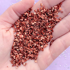 Faux Metallic Crushed Stone | Glass Sprinkles Flakes | Filling Materials for Resin Craft | UV Resin Inclusion | Nail Art (Red Copper / 10 grams)