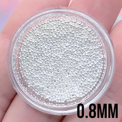 0.8mm Silver Caviar Beads | High Quality Microbeads | Metallic Micro Beads for Nail Designs | Faux Dragee Sprinkles for Dollhouse Food Craft (10g)