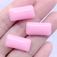 Fake Food Cabochons | Faux Chewing Gum Embellishments | Novelty Jewellery DIY | Kawaii Decoden Supplies (3 pcs / Pink / 11mm x 21mm)