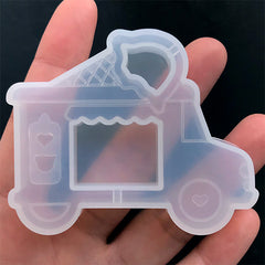 Ice Cream Truck Silicone Mold | Ice Cream Van Mould | Kawaii Shaker Charm Making | Resin Decoden Cabochon DIY (66mm x 54mm)