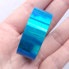 Iridescent Adhesive Tape | Holo Clear Tape | Rainbow Colour Tape | Kawaii Art Supplies (1 piece / Blue / 1.5cm x 4 Meters)