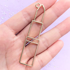 Lipstick Open Back Bezel | Cosmetic Charm | Makeup Beauty Deco Frame for UV Resin | Kawaii Crafts (1 piece / Gold / 16mm x 69mm)