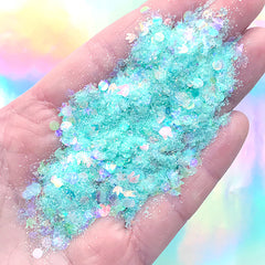 Fairy Forest Glitter Dust | Iridescent Woodland Animal Confetti Mix | Resin Craft Supplies | Nail Decoration (Light Green / 2 grams)