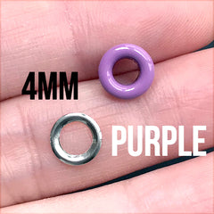 Painted Eyelets in 4mm | Colored Grommets and Washers for Leather | Handmade Craft Supplies (10 sets / Purple)