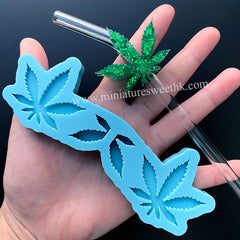 Pot Leaf Weed Hemp Straw Topper Silicone Mold | Marijuana Straw Attachment Making | Party Decoration | Epoxy Resin Mould (44mm x 39mm)