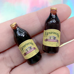 Miniature Ginger Beer | 3D Dollhouse Drink Supplies | Fake Food Jewellery Making (2 pcs / Brown / 12mm x 31mm)