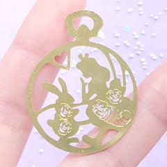 Alice in Wonderland Pocket Watch Metal Bookmark | Fairy Tale Deco Frame for UV Resin Filling | Kawaii Jewelry DIY (1 piece / 31mm x 40mm)