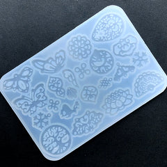 Filigree Flower and Butterfly Silicone Mold Assortment (22 Cavity) | Assorted Floral Pattern Mold | UV Resin Jewelry Supplies