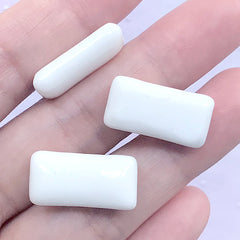 CLEARANCE Chewing Gum Cabochons in Actual Size | Fake Food Jewellery Supplies | Faux Candy Embellishments (3 pcs / White / 11mm x 21mm)