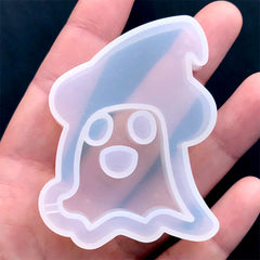 Kawaii Ghost Resin Shaker Silicone Mold | Halloween Shaker Charm DIY | Kawaii Goth Cabochon Mould | Cute Resin Art (46mm x 58mm)