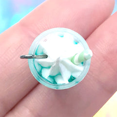 3D Dollhouse Ice Cream Sundae Charm | Miniature Food Jewellery DIY Supplies | Doll Food Craft (1 piece / Green Shamrock / 13mm x 24mm)