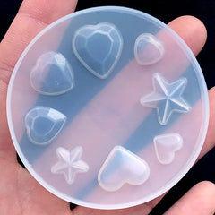 Faceted Heart and Star Rhinestone Silicone Mold Assortment (8 Cavity) | Assorted Gemstone Mold | Resin Jewellery Supplies (8mm to 14mm)