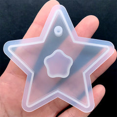 Large Hollow Star Pendant Silicone Mold | Big Star Charm Mould | UV Resin Jewelry DIY | Epoxy Resin Supplies (69mm x 67mm)