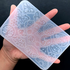 Filigree Flower and Butterfly Silicone Mold Assortment (22 Cavity) | Assorted Floral Pattern Mold | UV Resin Jewelry Supplies
