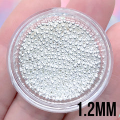 1.2mm Silver Microbeads | High Quality Micro Beads | Metallic Caviar Beads for Nail Decoration | Miniature Dragee Sprinkles for Doll Food DIY (10g)