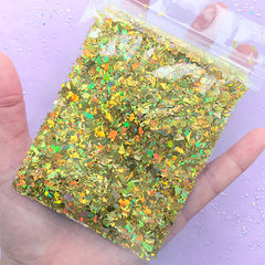 Iridescent Irregular Flakes | Bling Bling Embellishment for Resin Art | Holo Confetti | Aurora Borealis Sprinkles (AB Gold / 10g)