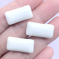 CLEARANCE Chewing Gum Cabochons in Actual Size | Fake Food Jewellery Supplies | Faux Candy Embellishments (3 pcs / White / 11mm x 21mm)