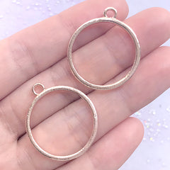 Round Open Back Bezel Pendant | Circle Deco Frame for Resin Filling | Geometry Jewellery Making (2 pcs / Rose Gold / 25mm x 28mm)