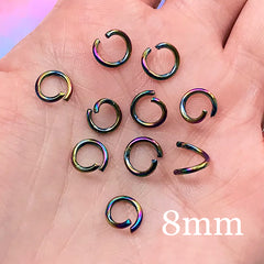 8mm Rainbow Open Jump Rings | Galaxy Gradient Jump Ring | Kawaii Jewelry DIY | Jewellery Findings (10 pcs / 18 Gauge)