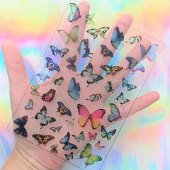 Colourful Butterfly Clear Film Sheet | Butterfly Resin Inclusions | Spring Embellishments for Resin Art