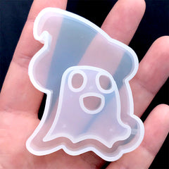 Kawaii Ghost Resin Shaker Silicone Mold | Halloween Shaker Charm DIY | Kawaii Goth Cabochon Mould | Cute Resin Art (46mm x 58mm)