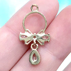Kawaii Rhinestone Dangle Charm for Earring DIY | Bling Bling Cute Jewelry Making (1 piece / Gold / 13mm x 26mm)