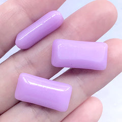 Fake Chewing Gum Cabochons | Faux Food Embellishments | Kawaii Jewelry Supplies | Decoden Phone Case DIY (3 pcs / Purple / 11mm x 21mm)