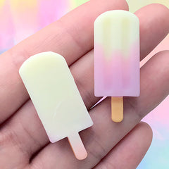 Tri-Color Ice Pop Cabochons | Miniature Popsicle Embellishments | Fake Food Jewelry Making | Kawaii Decoden (2 pcs / 15mm x 38mm)