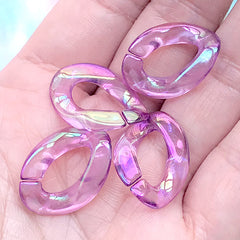 Iridescent Chain Links | Acrylic Open Links | Chunky Plastic Handbag Chain Making | Cute Accessories DIY | Kawaii Jewelry Supplies (4 pcs / AB Purple / 17mm x 23mm)