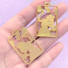 DEFECT Alice in Wonderland Deco Frame for Kawaii UV Resin Jewellery DIY | Fairy Tale Open Bezel (2 pcs / Gold / 24mm x 39mm)