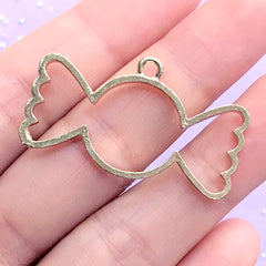 Taffy Candy Open Bezel Pendant | Cute Sweet Charm | Kawaii Deco Frame | UV Resin Jewellery Making (1 piece / Gold / 38mm x 21mm)