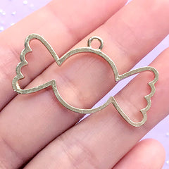 Taffy Candy Open Bezel Pendant | Cute Sweet Charm | Kawaii Deco Frame | UV Resin Jewellery Making (1 piece / Gold / 38mm x 21mm)