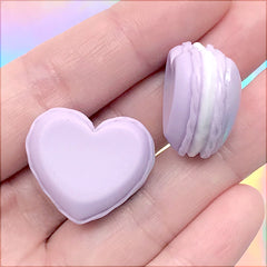 French Macaroon Cabochons | Faux Macaron Embellishments | Kawaii Jewelry DIY | Fake Sweet Deco (2 pcs / Purple / 25mm x 22mm)