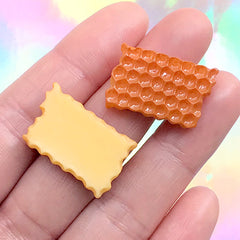 Honeycomb Resin Cabochon | Kawaii Decoden Embellishment | Doll Food DIY | Fake Food Jewellery Making (4 pcs / 16mm x 25mm)