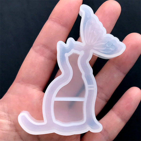 Cat and Butterfly Shaker Mold, Resin Shaker Charm DIY, Animal and In, MiniatureSweet, Kawaii Resin Crafts, Decoden Cabochons Supplies