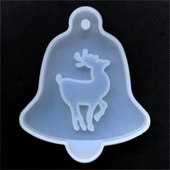 Jingle Bell Ornament with Reindeer Silicone Mold | Resin Shaker Charm DIY | Christmas Craft Supplies (78mm x 93mm)
