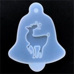 Jingle Bell Ornament with Reindeer Silicone Mold | Resin Shaker Charm DIY | Christmas Craft Supplies (78mm x 93mm)