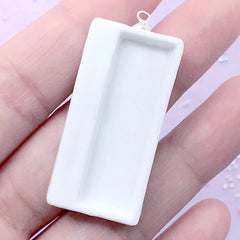 Rectangle Porcelain Bezel Tray | Ceramic Bezel Setting | UV Resin Jewelry DIY (1 piece / White / 20mm x 43mm)