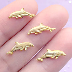 Small Dolphin Embellishment for Resin Art | Fish Floating Charm | Resin Inclusions | Marine Life Resin Fillers (4 pcs / Gold / 14mm x 6mm)