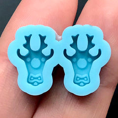 Kawaii Deer Silicone Mold (2 Cavity) | Small Reindeer Embellishment Mold  | Polymer Clay Mould | Christmas Jewelry Making (8mm x 12mm)