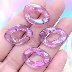 Iridescent Chain Links | Acrylic Open Links | Chunky Plastic Handbag Chain Making | Cute Accessories DIY | Kawaii Jewelry Supplies (4 pcs / AB Purple / 17mm x 23mm)