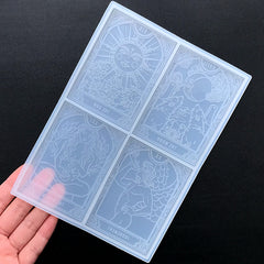 Divination Tarot Card Silicone Mold (XVIII to XXI) | Make Your Own Tarot Deck | Resin Craft Supplies (62mm x 86mm)