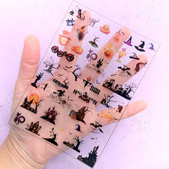 Halloween Clear Film Sheet | Creepy Cute Resin Inclusions | Kawaii Goth Embellishments | Resin Crafts