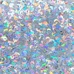 CLEARANCE Holographic Moon Confetti Sprinkles | Holo Moon Glitter | Sparkle Embellishments | Resin Shaker Fillers (AB Silver / 3mm / 5 grams)