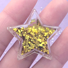 DEFECT Star Resin Shaker Charm | Kawaii Decoden Cabochon with Waterfall Effect | Phone Case Decoration | Kawaii Crafts (1 piece / Gold / 34mm x 33mm)