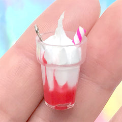 3D Miniature Ice Cream Sundae Charm | Dollhouse Food Jewelry DIY Supplies | Mini Food Craft (1 piece / Red Strawberry / 13mm x 24mm)