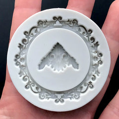 Round Baroque Frame and Corner Silicone Mold (2 Cavity) | Dollhouse Victorian Mirror Frame Mould | Miniature Frame DIY