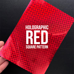 HOLOGRAPHIC RED SQUARE Decoration Foil (Set of 20 pcs) | Toner Adhesion Foil Sheet | Heat Transfer Foil | Clear Film Foiling for Resin Craft (100mm x 150mm)