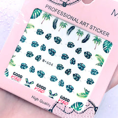 Monstera Leaves Decal Stickers | Water Transfer Sheet in Tropical Leaf Designs | Floral Resin Inclusions | Nail Decorations